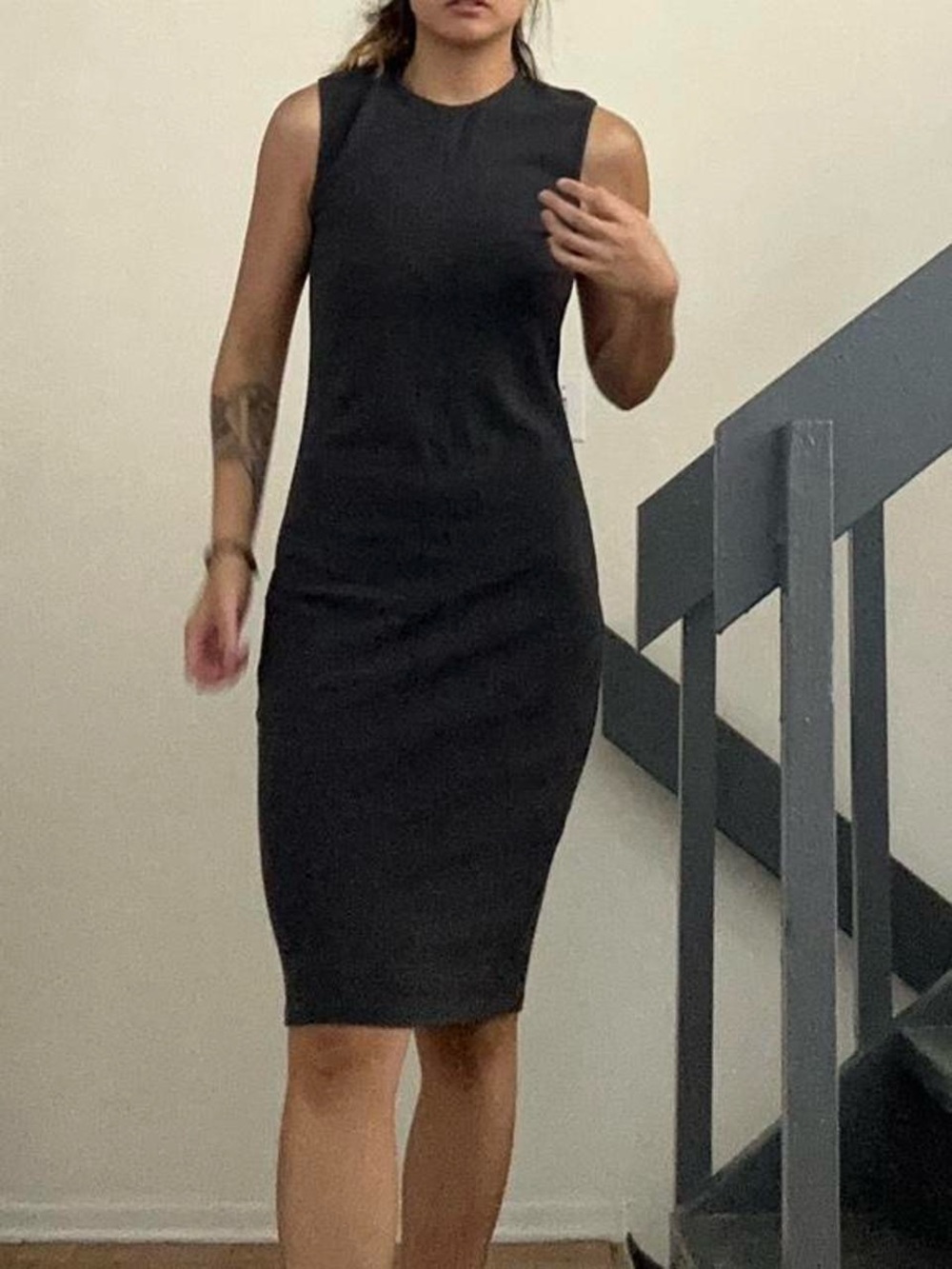 Vince Black Sleeveless Midi Sheath Dress